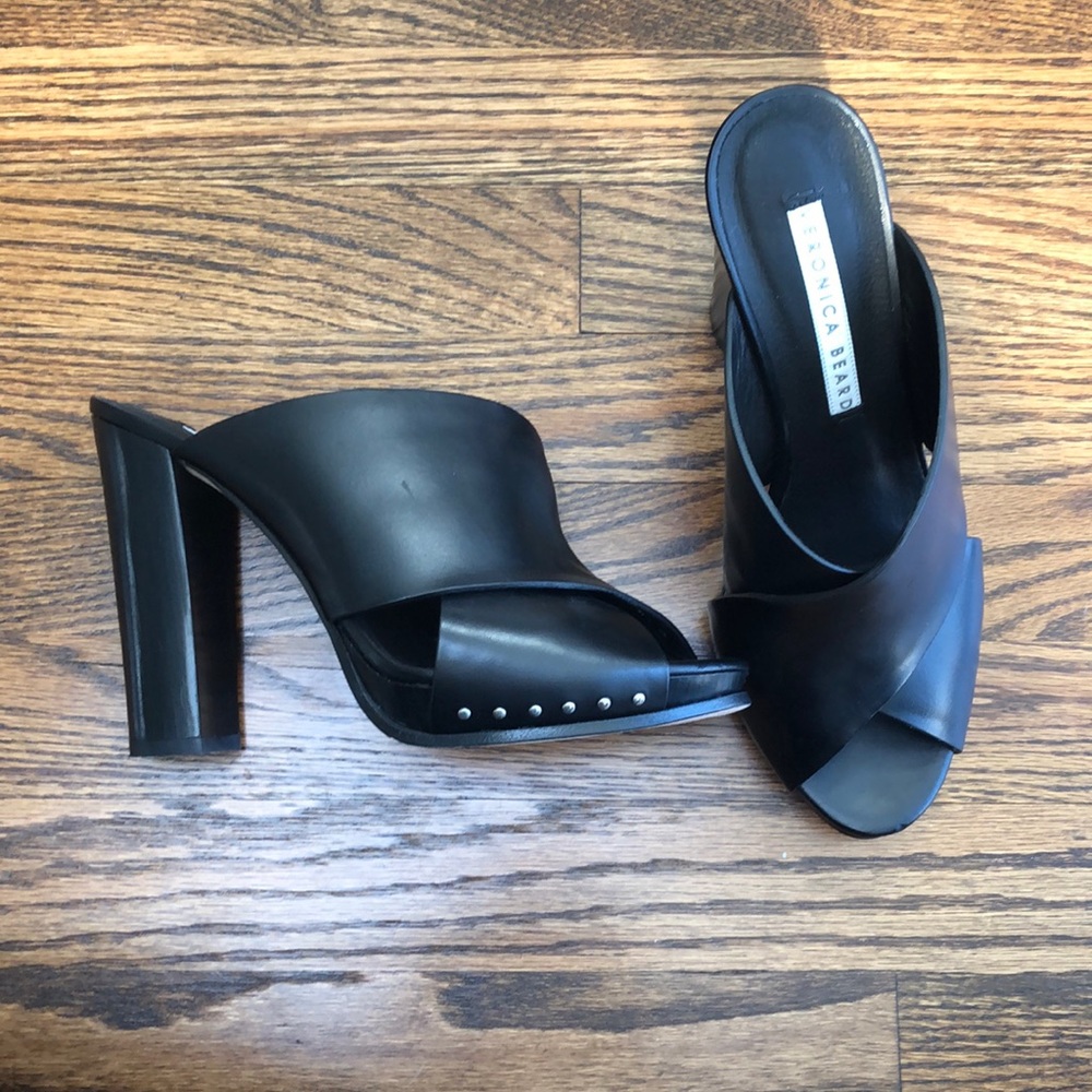 Veronica Beard Black Studded High Heel Mule
